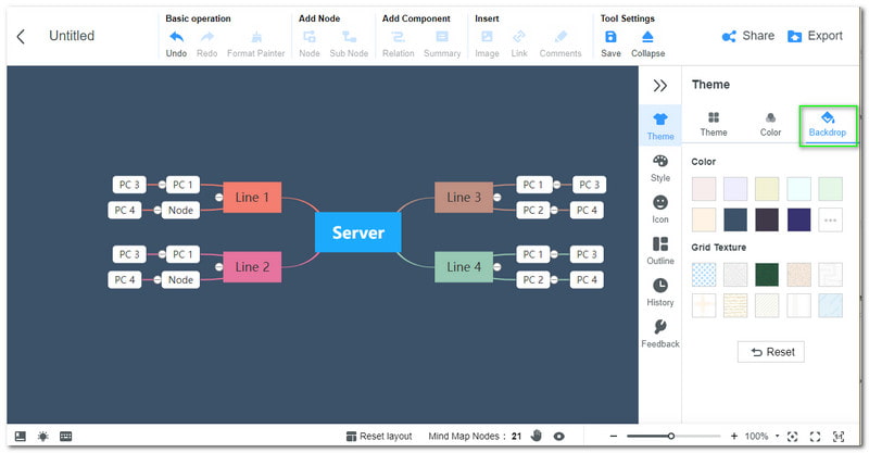 MindOnMa ថ្មី MindMap បន្ថែមផ្ទៃខាងក្រោយ