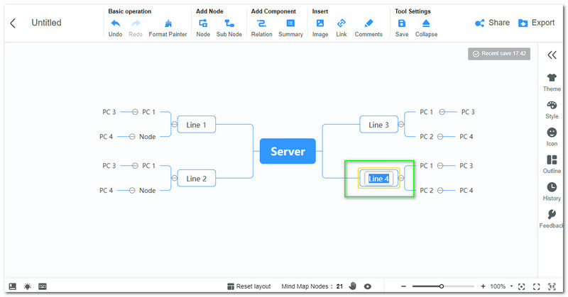 MindOnMa ថ្មី MindMap បន្ថែមអត្ថបទ