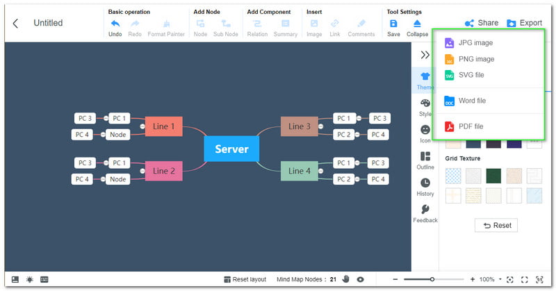 MindOnMa Nuwe MindMap Uitvoer