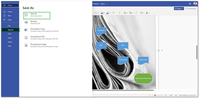 MS Visio บันทึกเป็น