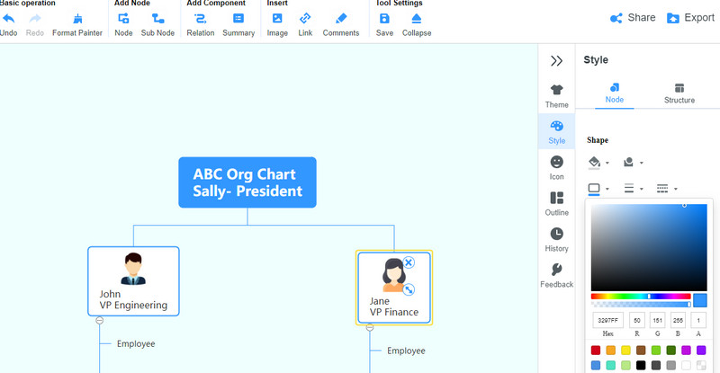 lucidchart org chart 2 bosses