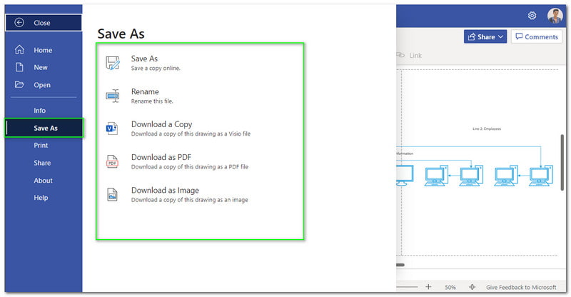 Visio Basic Network Diagram ကို Save လုပ်ပါ။