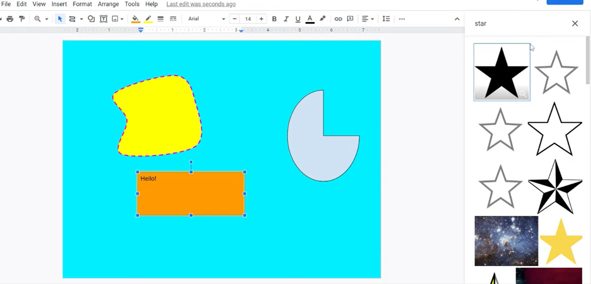 Google Drawings ინტერფეისი