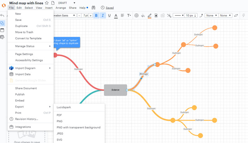 Spara och ladda ner Mind Map