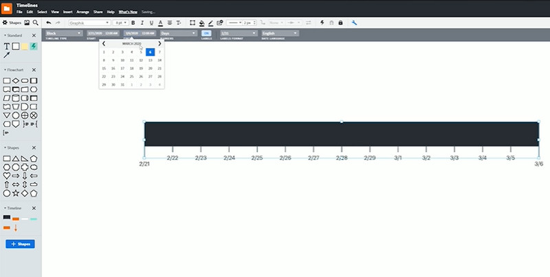 Selecione o formato da linha do tempo