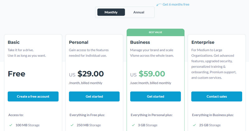 Visme Pricing and Plans