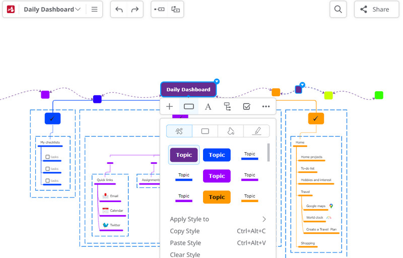 Interface Mindomo