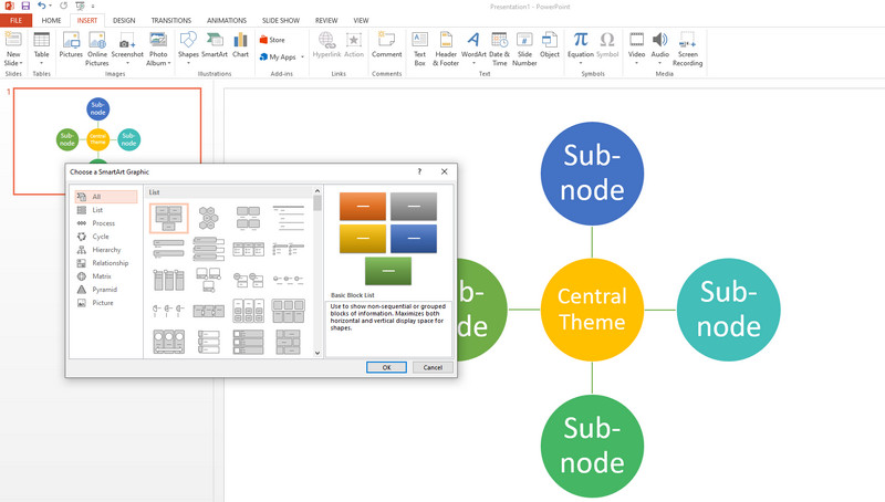 Plantilla de mapa mental PPT