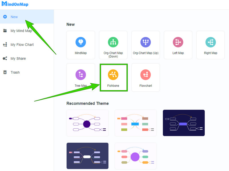 MindOnMap 새로운 피쉬본