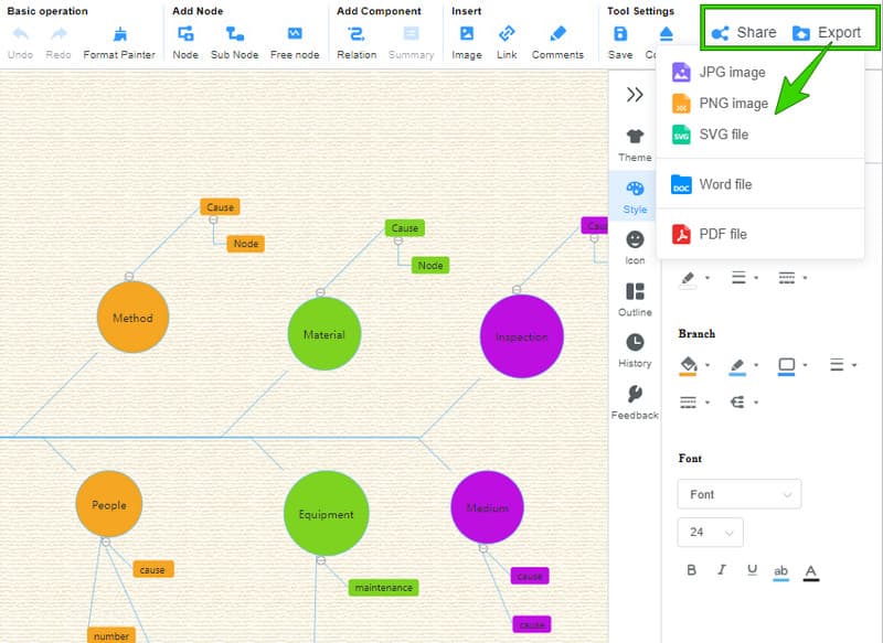 MindOnMap хуваалцах экспорт