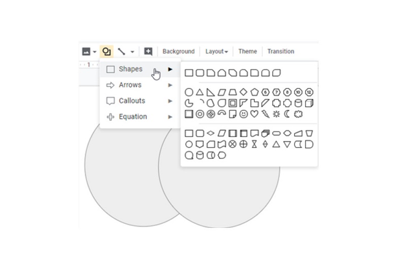 Formas do Apresentações Google