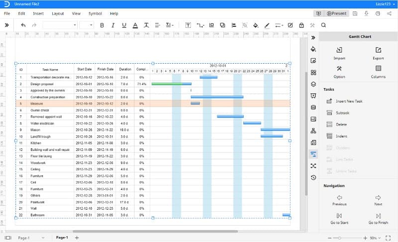 EdrawMax Gantt სქემა