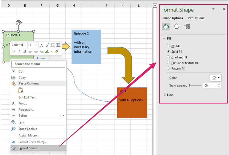 Excel vooraf ingestelde afdeling