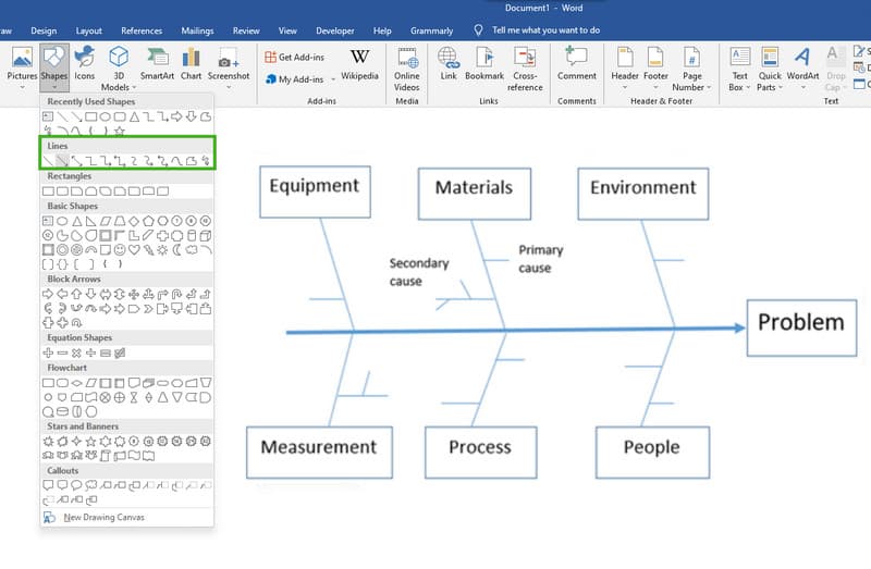 Word Blank Create Fishbone Diagram