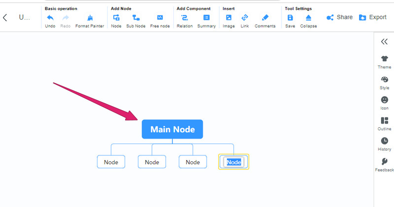 MindOnMap Engadir sección de nodos