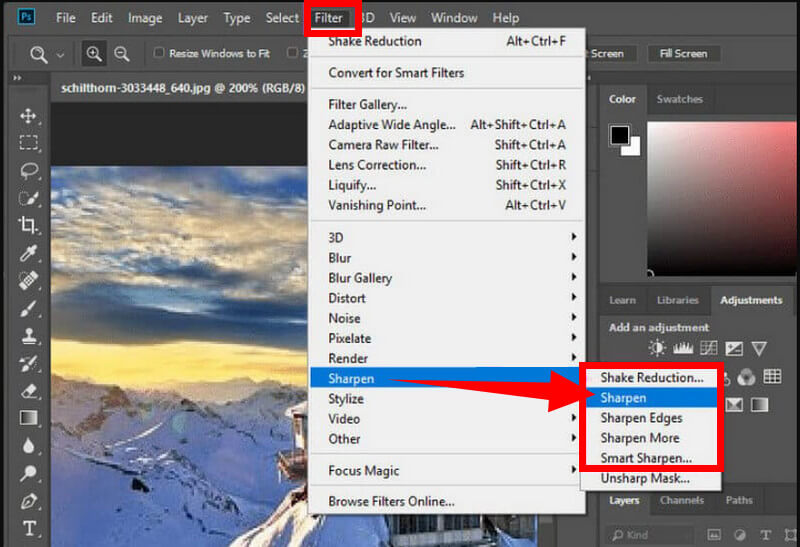 Photoshop Sharpen Избор