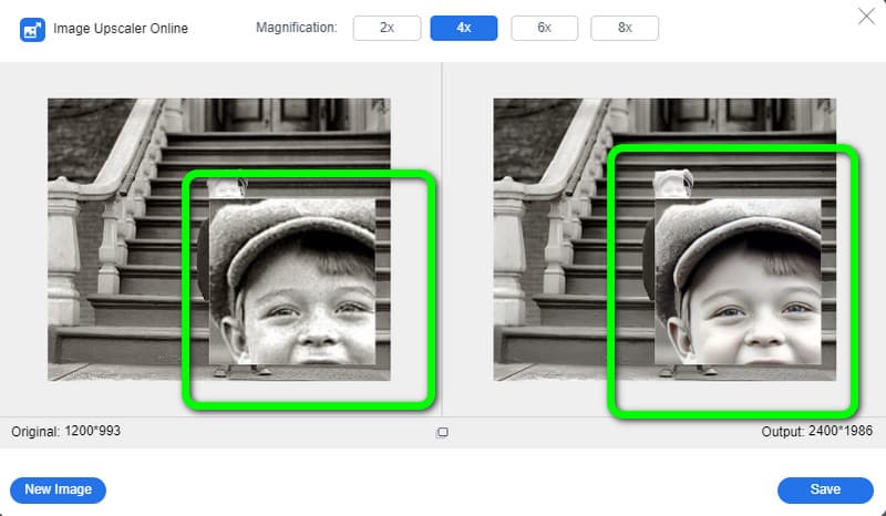 Restaura mitjançant l'ampliació de la foto