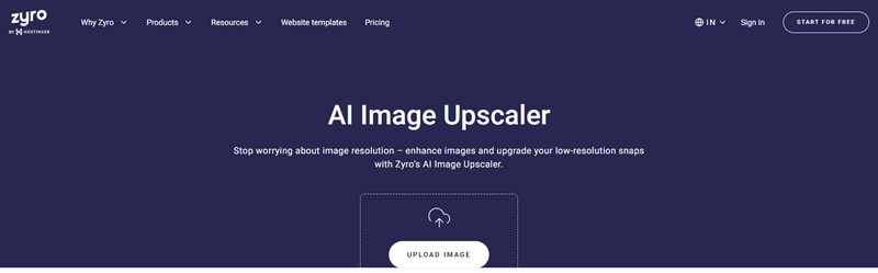 Upscaler de imagem on-line do Zyro