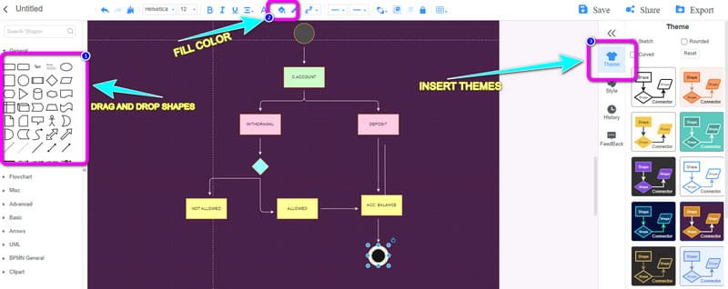 გადაიტანეთ Shapes Color Theme