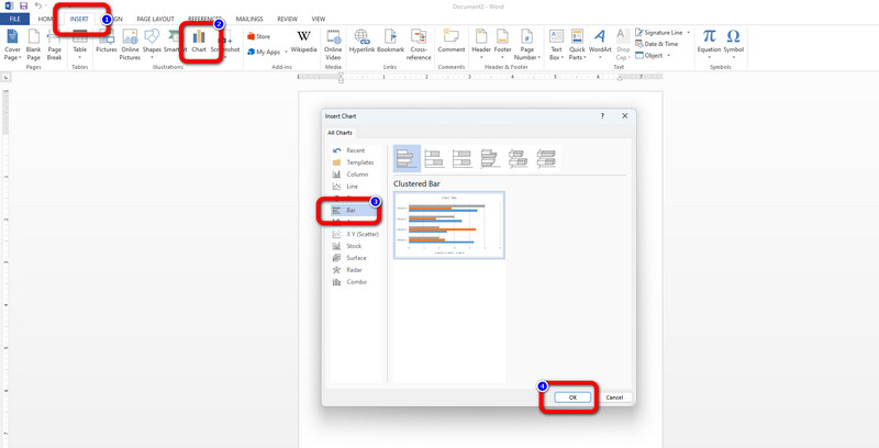 Inserir barra de gráfico Aceptar