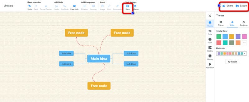 Mind Map შენახვის პროცესი