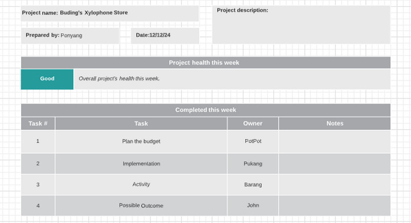 Exempel på projektstatus