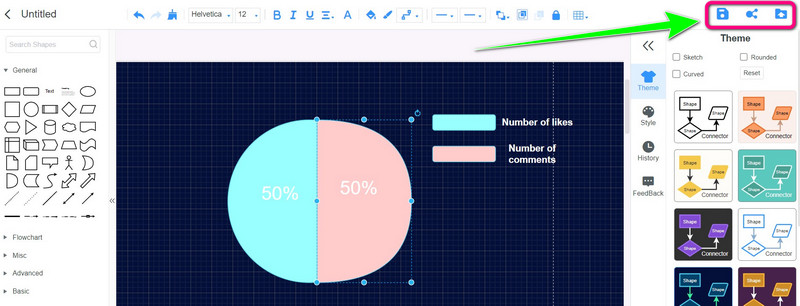 Megosztás Exportálási diagram mentése