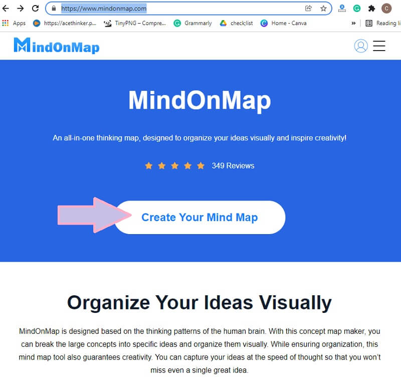 צור מפת חשיבה ב- Visio MindOnMap חדש