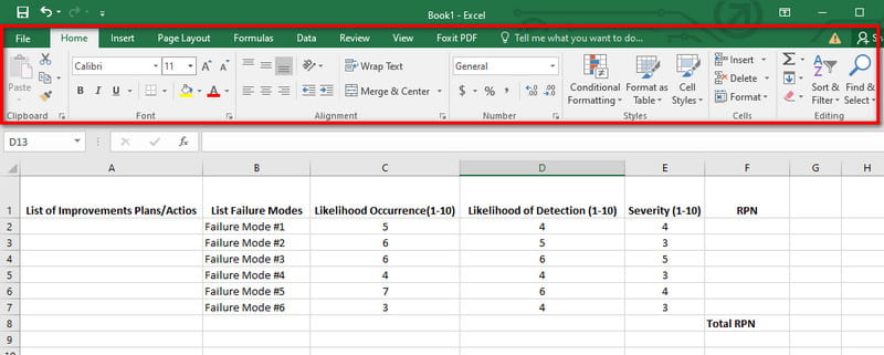 ปรับแต่งตาราง FMEA