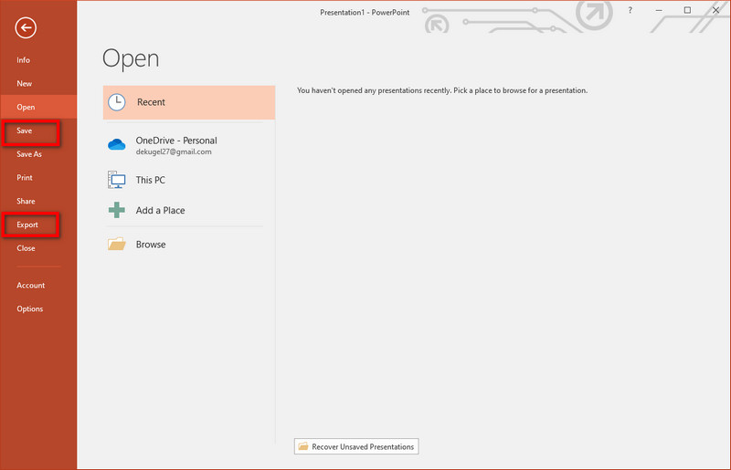 PowerPoint Export or Save