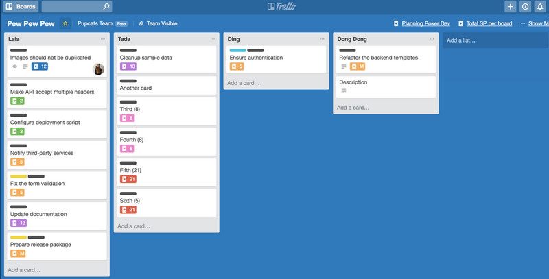 Trello Kanban softver