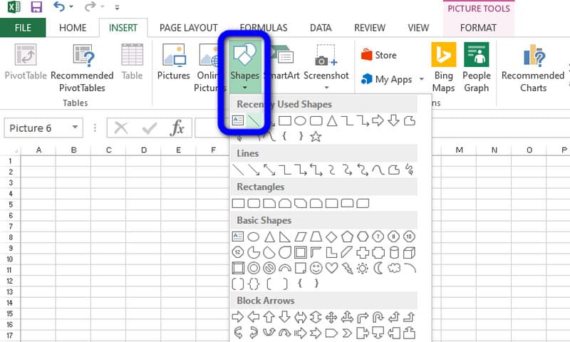 Indsæt forbindelseslinje Excel