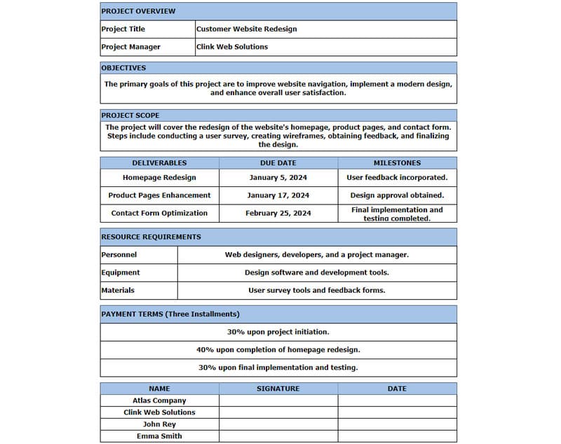 Ejemplo de declaración de trabajo