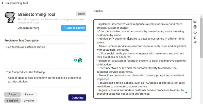 Ferramenta de brainstorming de IA Hyperwrite