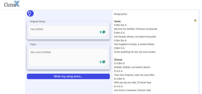 ClassX songtekstgenerator