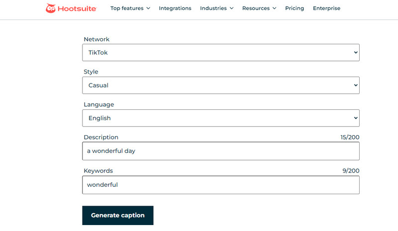 Hootsuite Caption Generator