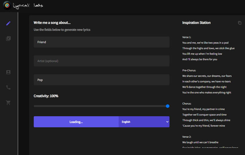 Lyrical Labs 가사 생성기