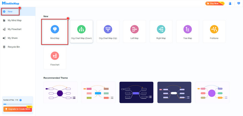 Mindonmap 마인드맵 모드 선택