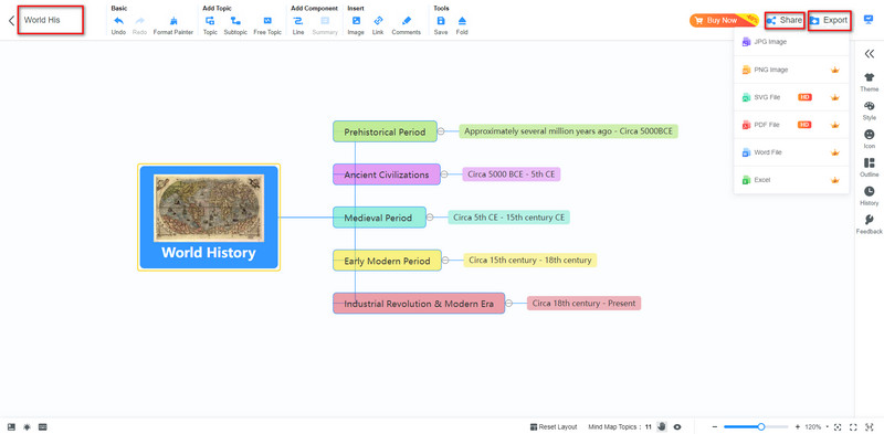 Export World History Timeline