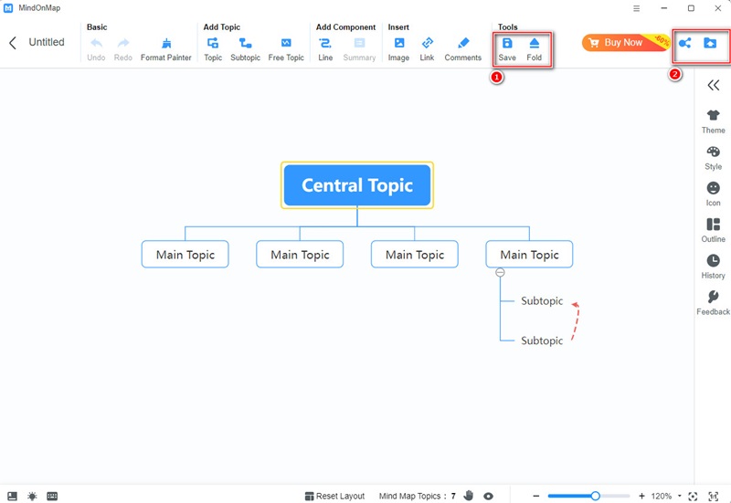 Mindonmap នាំចេញ និងចែករំលែក