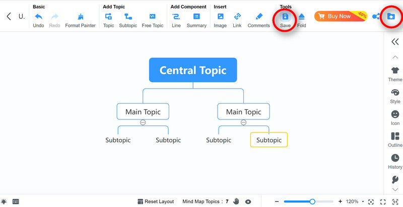 Išsaugokite Wbs diagramą spustelėdami mygtuką Išsaugoti