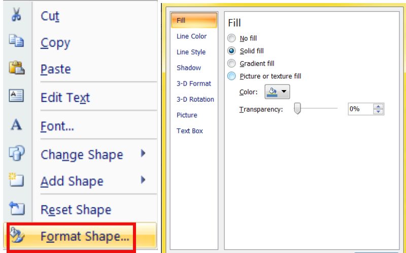 Click Format Shape