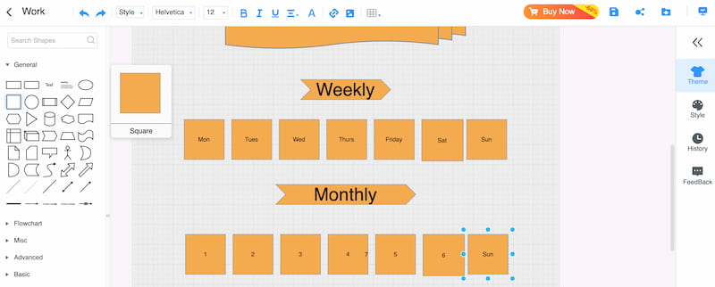 Mindonmap 添加工作日程表形状