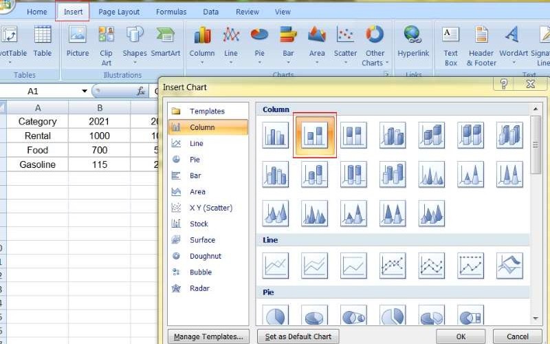 Select Stacked Column