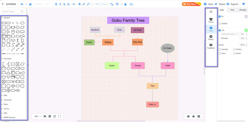 Mindonmap Finish Goku гэр бүлийн мод