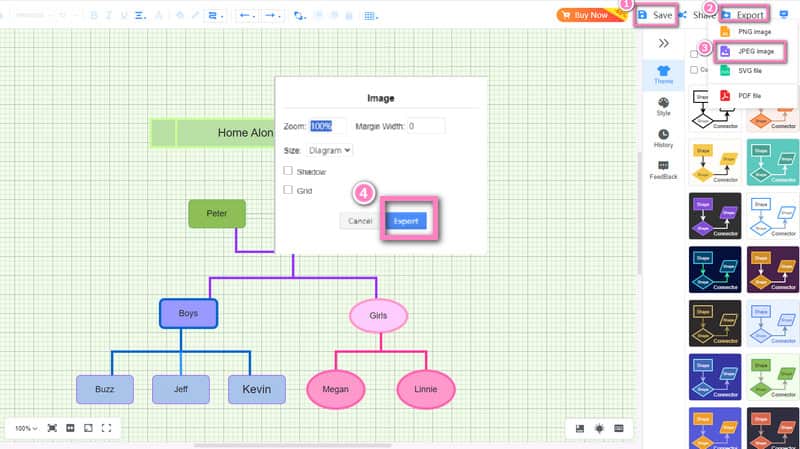 Mindonmap Output სახლში მარტო ოჯახის ხე