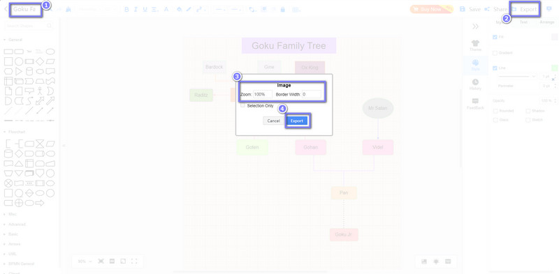 Mindonmap Išsaugoti Goku šeimos medį