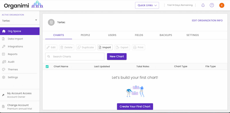 Organimi Create First Chart