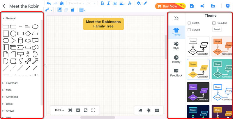 Use Shapes And Theme Templates To Create Family Tree