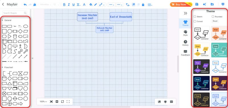 Use Tools And Choose Theme To Create Family Tree